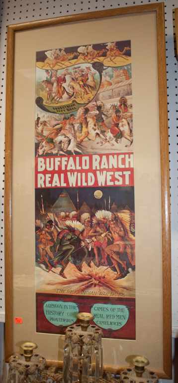 Appraisal: Reproduction print of Wild West Show framed together with a