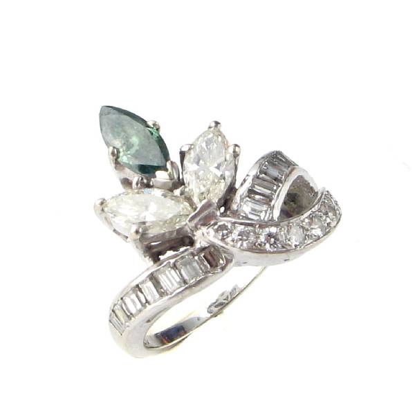 Appraisal: A colored diamond diamond and k white gold ring diamond