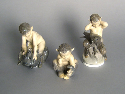 Appraisal: Three Royal Copenhagen satyr figures h h and h