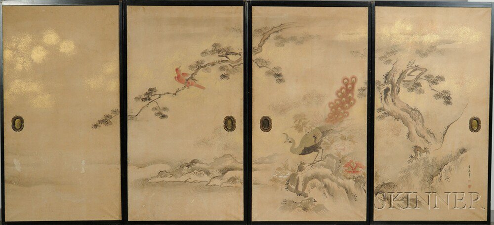 Appraisal: Set of Four Doors Japan ink color and gold splash