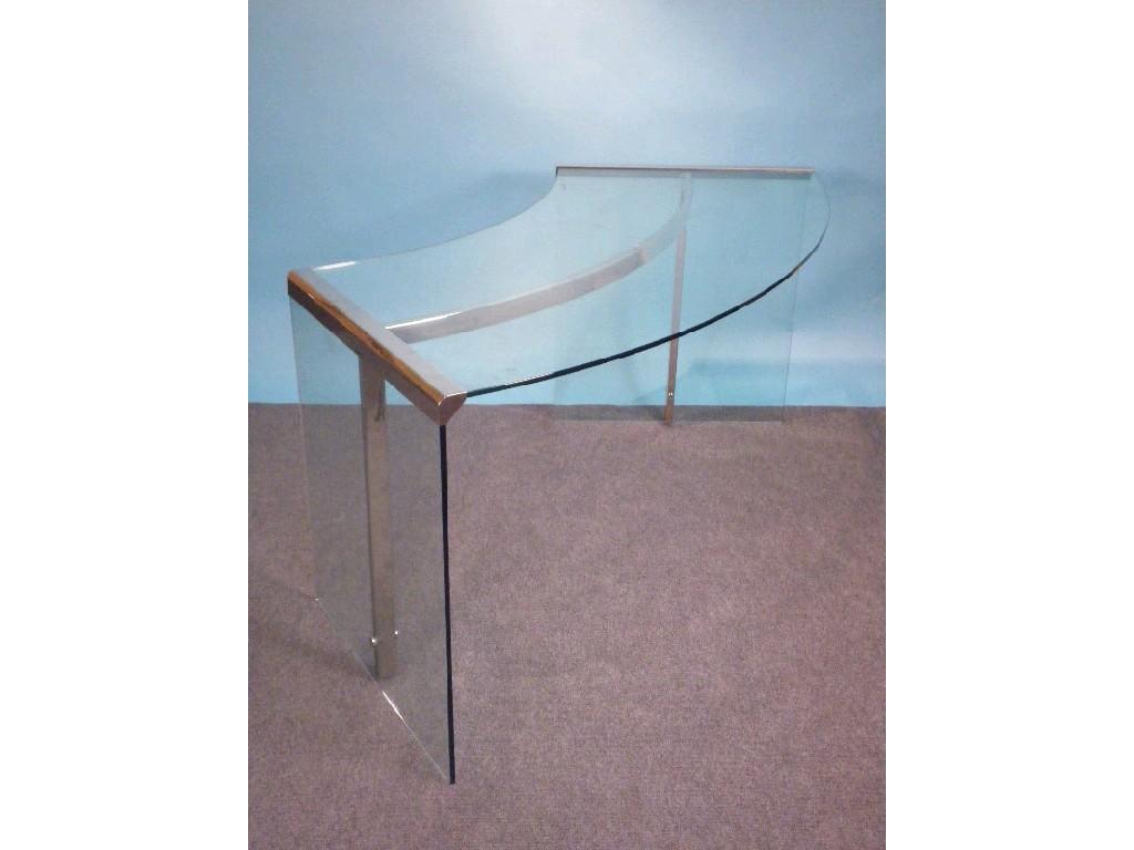 Appraisal: A chrome and glass curved desk made by Gallotti Radice