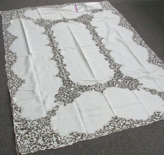 Appraisal: Embroidered Linen Table Cloth and Napkins table cloth measures ''