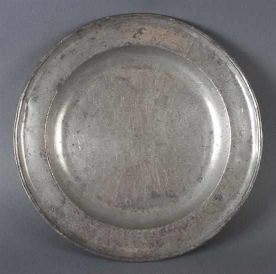 Appraisal: German pewter charger maker's mark of Johann Adrian Klingling Frankford