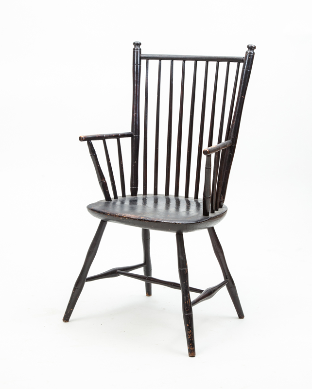 Appraisal: BLACK PAINTED WINDSOR ARMCHAIR in x in x in Collection