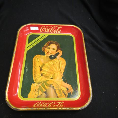 Appraisal: Coca-Cola Serving Tray Girl with Telephone Meet me at the