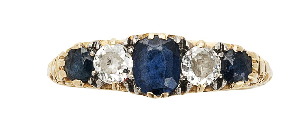 Appraisal: A sapphire and diamond set ring claw set with three