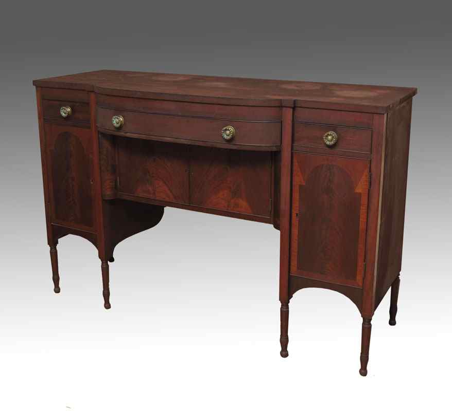 Appraisal: TH CENTURY FEDERAL STYLE MAHOGANY SIDEBOARD Single central drawer over