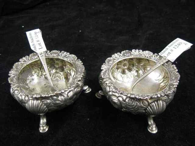 Appraisal: Pair of Gorham Sterling Silver Salt Cellars spoons footed repousse