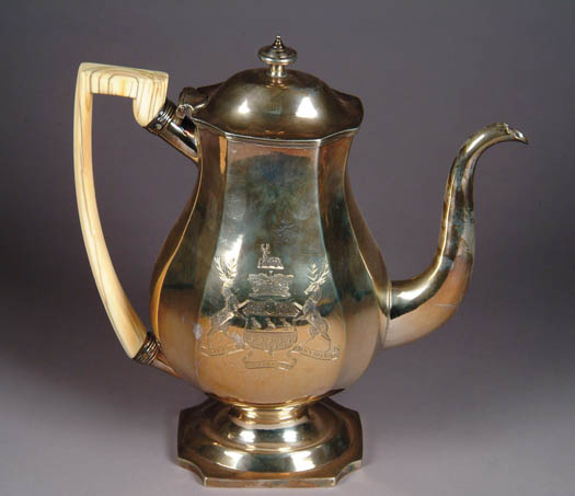 Appraisal: LARGE EARLY ENGLISH FOOTED COFFEE POT London Hallmark SH possibly