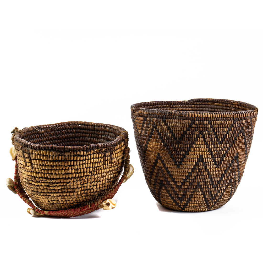 Appraisal: LOT OF KLICKTAT BASKETS THE FIRST WITH COWRY SHELL HANDLE