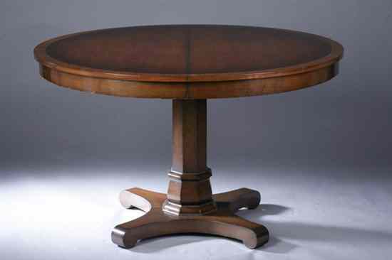 Appraisal: EMPIRE STYLE WALNUT AND OAK INLAID PEDESTAL DINING TABLE Round