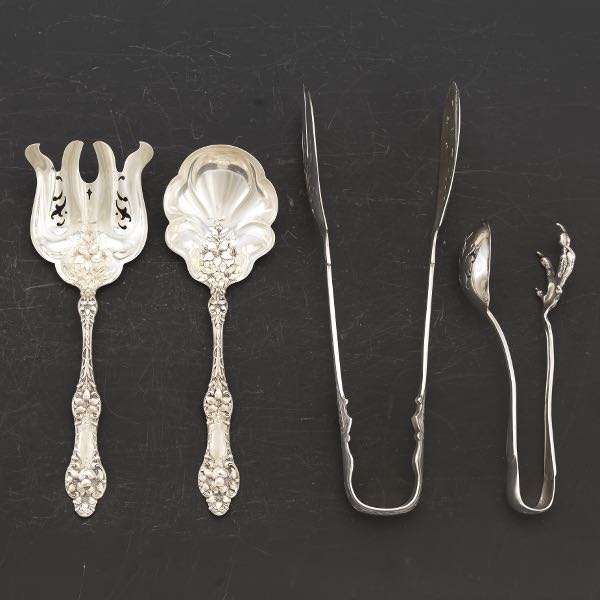 Appraisal: FOUR STERLING AND COIN SILVER UTENSILS INCLUDING BY REED BARTON