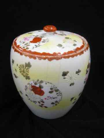 Appraisal: Japanese Porcelain Biscuit Jar medallion floral '' excellent