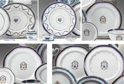 Appraisal: Four Chinese export porcelain blue enamel and gilt plates and