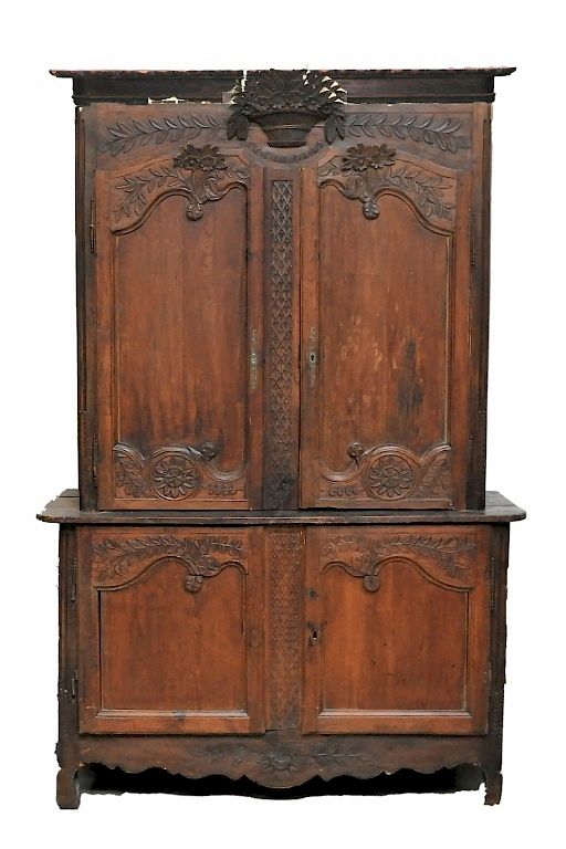 Appraisal: French High Style Fruitwood Step Back Cabinet France Early th