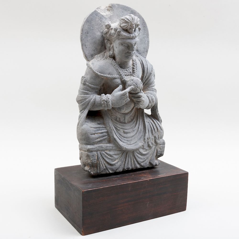 Appraisal: Gandharan Carved Grey Schist Buddha Gandharan Carved Grey Schist Buddha