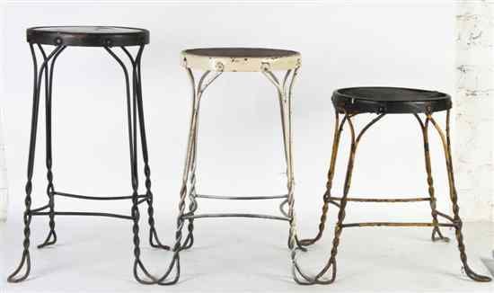 Appraisal: A Group of Three Wire Stools having twisted wire construction