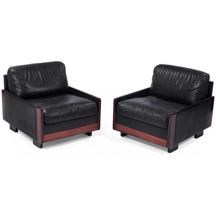 Appraisal: Afra Tobia Scarpa chairs pair by Cassina Italy rosewood and