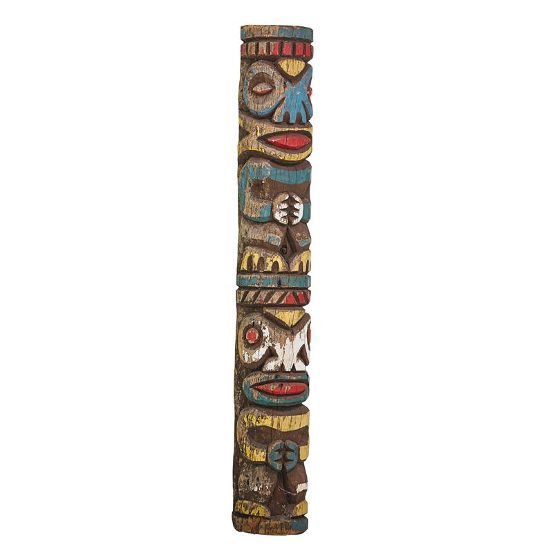 Appraisal: NORTHWEST COAST TOTEM POLE Polychrome decorated wood-carved tribal design th