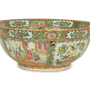 Appraisal: A Chinese Rose Medallion Porcelain Punch Bowl th Century Height