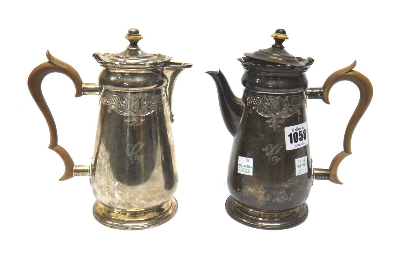 Appraisal: A silver two piece cafe au lait set comprising a