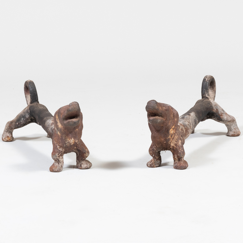 Appraisal: Pair of Dachshund Cast-Iron Andirons x x in Condition Wear