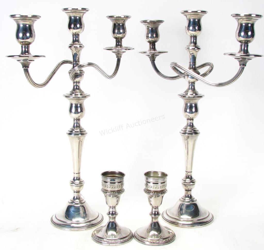 Appraisal: Two Pair of Weighted Sterling Candlesticks pair of International Sterling