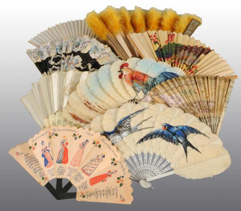 Appraisal: Lot of Vintage Fans Description Silk and paper Four with