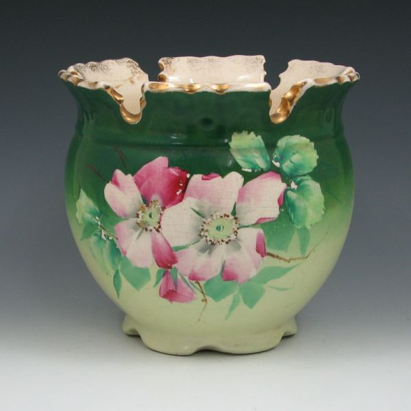 Appraisal: Roseville Decorated Artware - jardiniere with open or wild rose