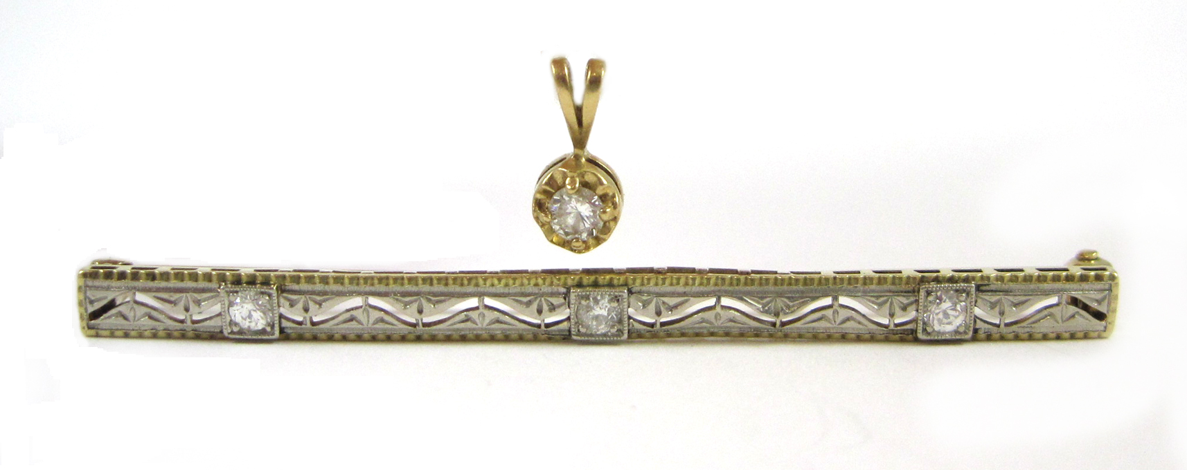 Appraisal: TWO ARTICLES OF DIAMOND JEWELRY including a k yellow gold