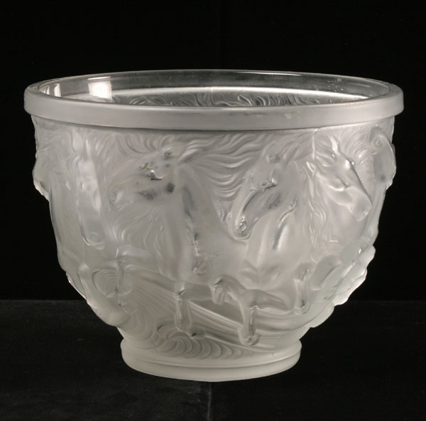 Appraisal: Continental frosted art glass bowl decorated with a band of