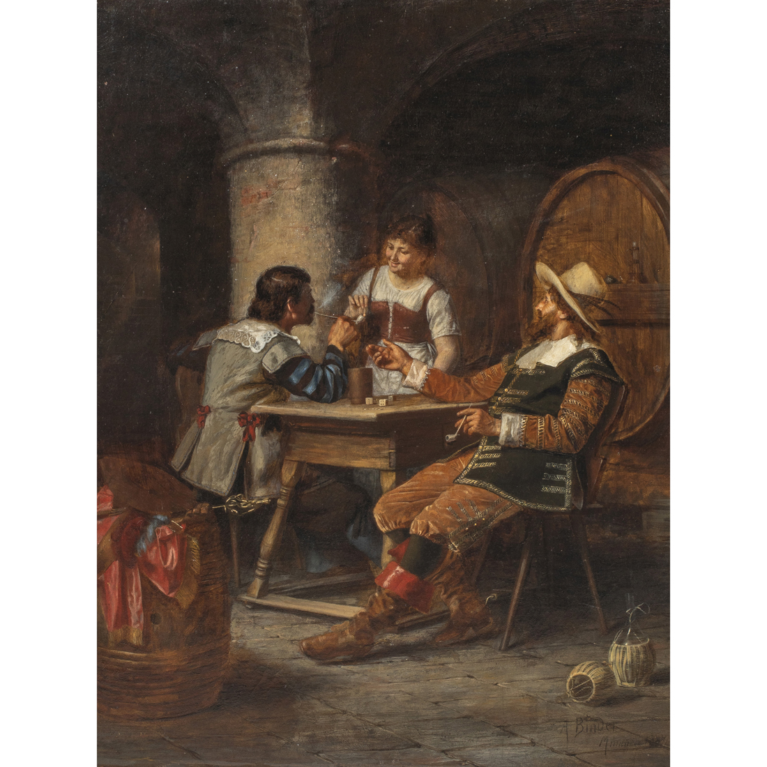 Appraisal: PAINTING ALOIS BINDER Alois Binder German - Tavern Scene oil