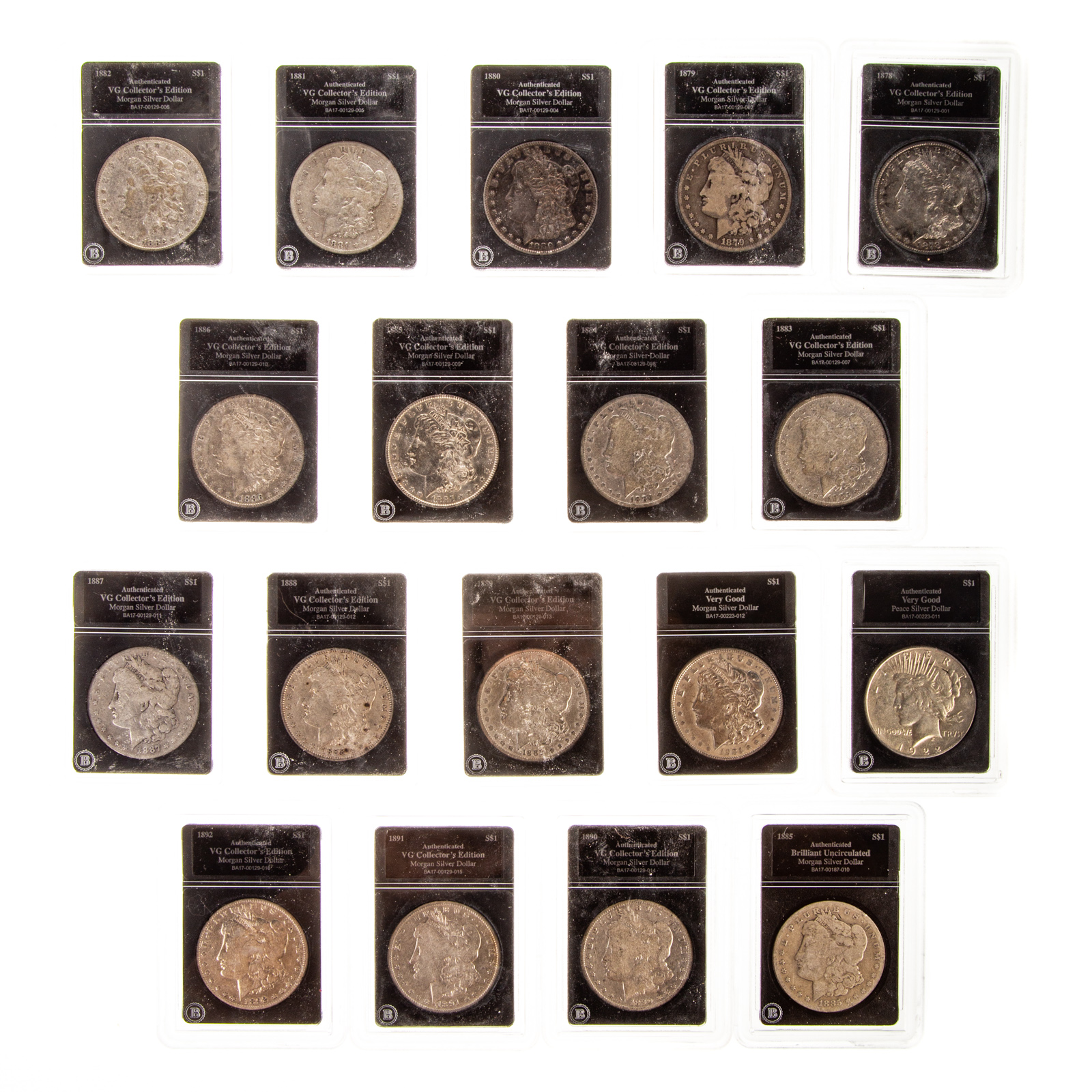 Appraisal: SILVER DOLLARS IN BRADFORD EXCHANGE SLABS Silver Dollars in Bradford