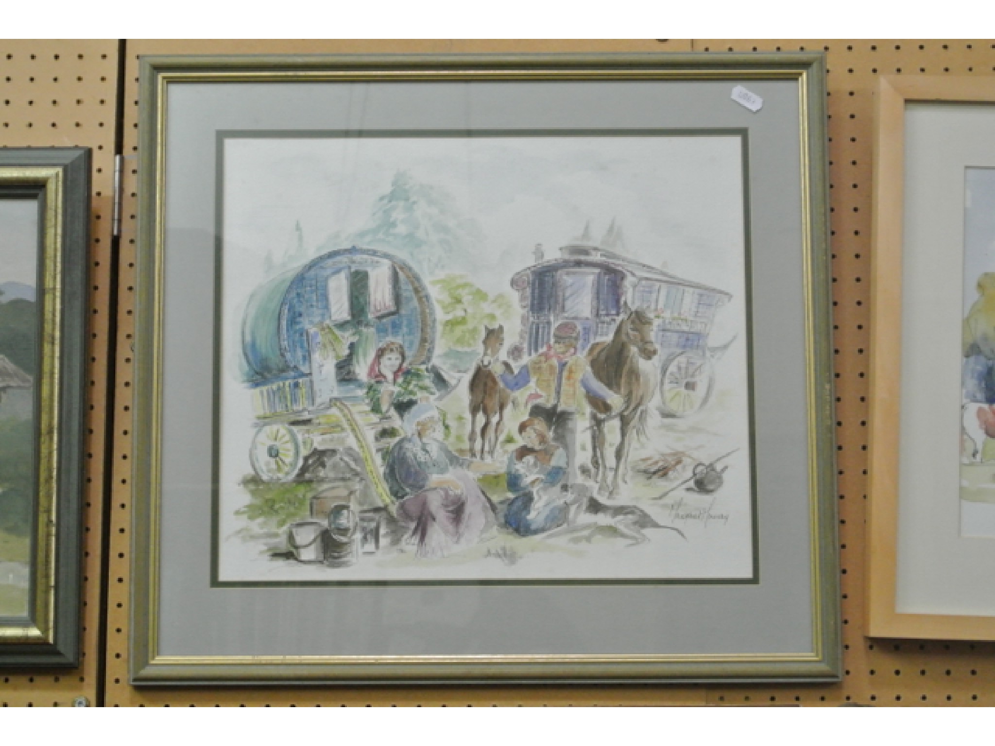 Appraisal: A collection of three watercolours of scenes with gypsies and