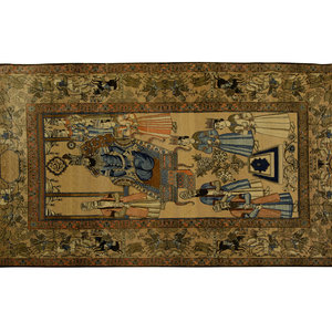 Appraisal: An Indian Wool Pictorial Rug th Century feet inches x