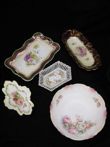 Appraisal: pcs Antique Porcelain dresser trays berry bowl relish and basket