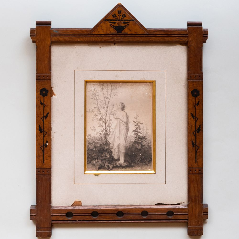 Appraisal: Aesthetic Movement Inlaid Oak Frame Possibly Herter Brothers Together with