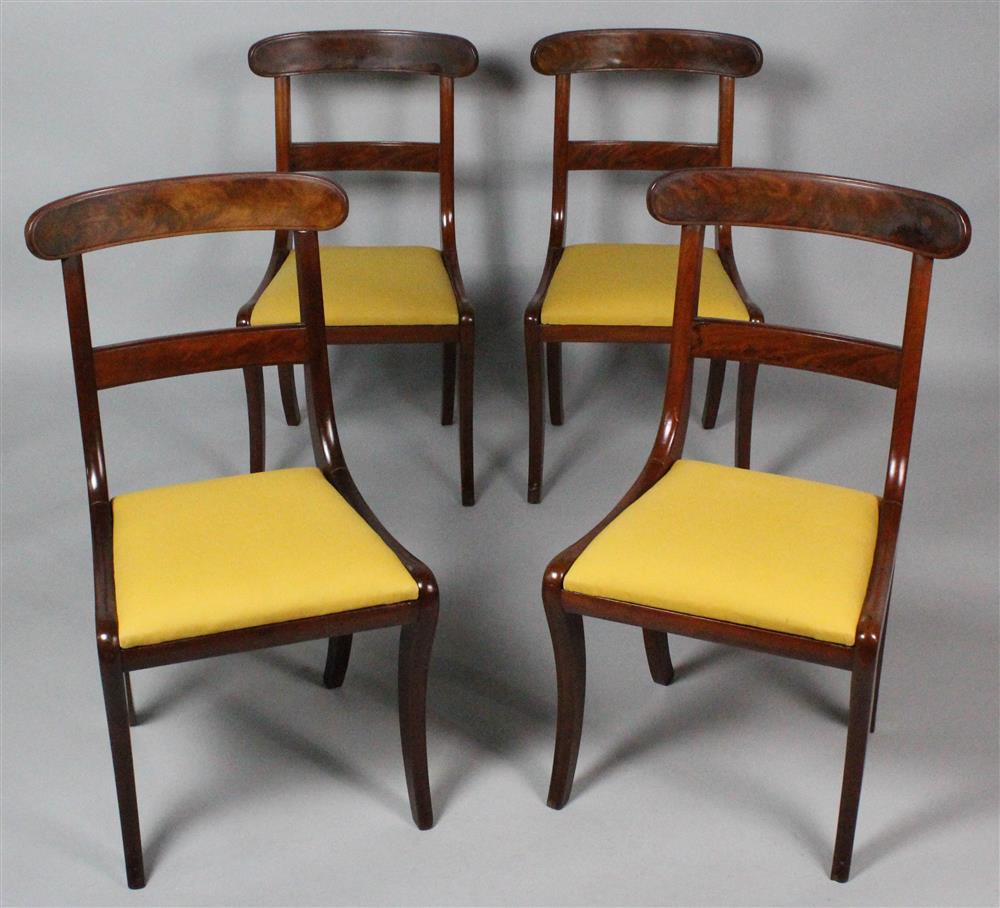 Appraisal: SET OF FOUR MAHOGANY CLASSICAL STYLE KLISMOS CHAIRS each with