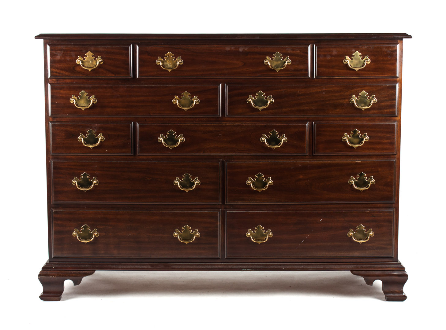 Appraisal: Chippendale style double dresser mahogany -drawer dresser on bracket feet