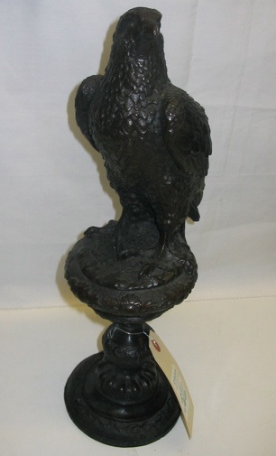 Appraisal: BRONZE SCULPTURE red-tailed hawk standing on podium Dark brown patination