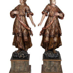 Appraisal: A Pair of Italian Painted and Parcel Gilt Figures of