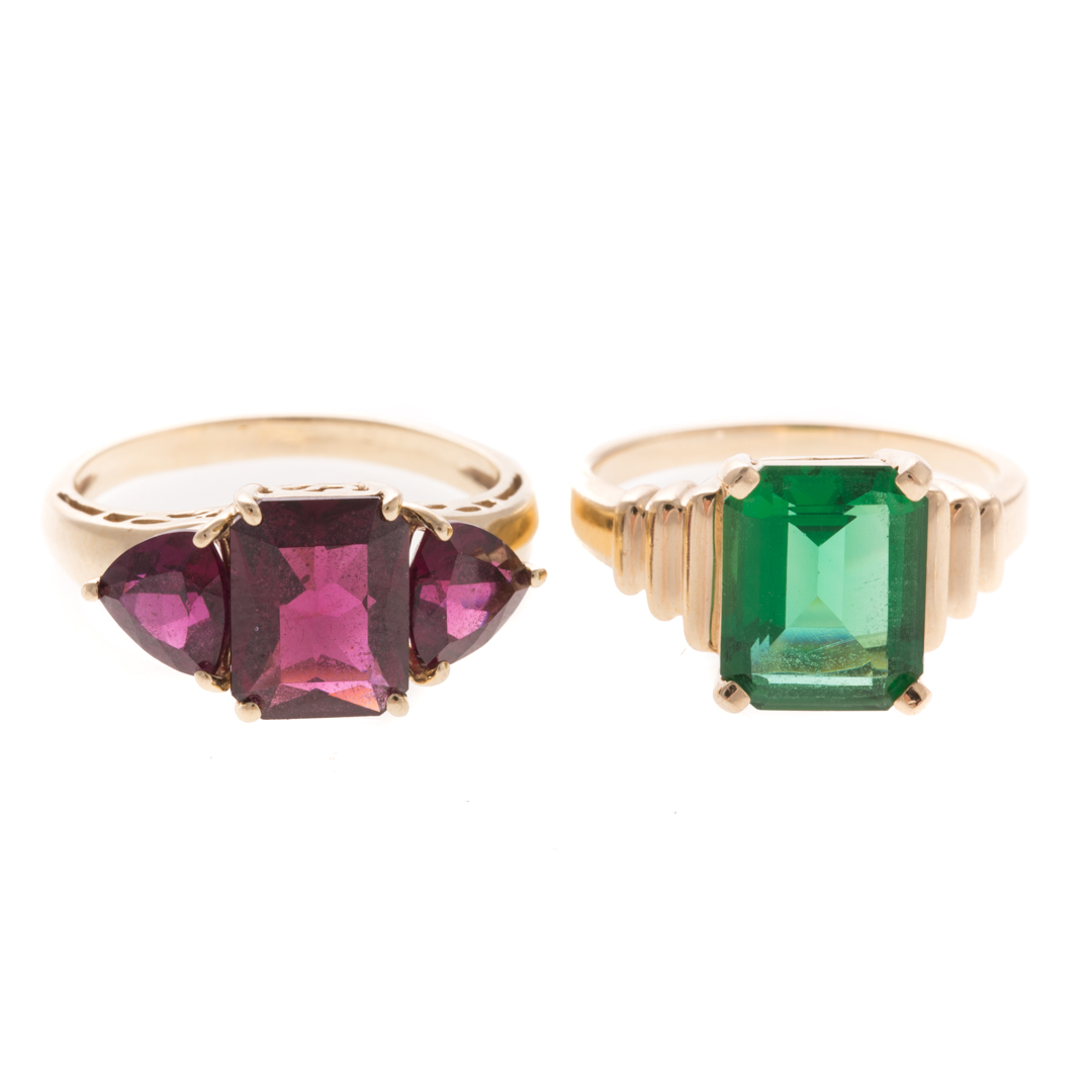 Appraisal: A Pair of Lady's K Gemstone Rings K yellow gold