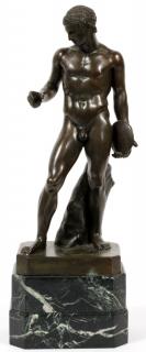 Appraisal: BRONZE SCULPTURE BRONZE SCULPTURE H W NUDE MALE A bronze