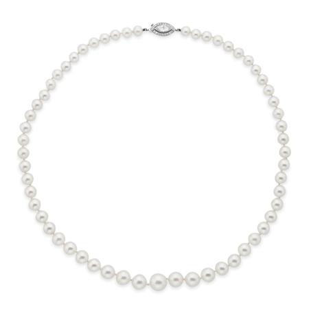 Appraisal: Cultured Pearl Necklace with Diamond Clasp Estimate -