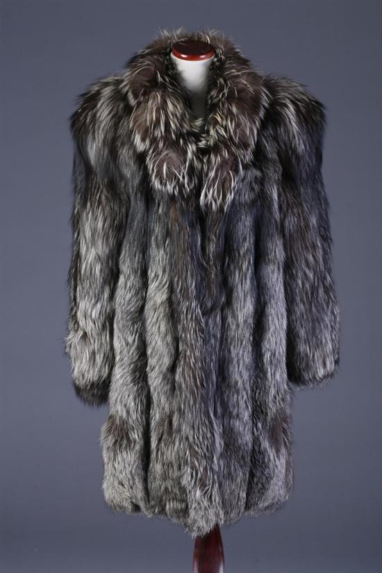 Appraisal: GIVENCHY HAUTE FOURRURE SILVER FOX FUR COAT Three-quarter length black