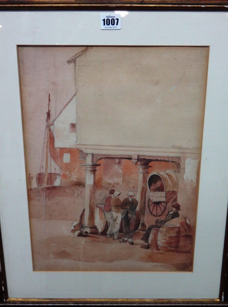 Appraisal: George Frost - Ipswich Harbour watercolour and pencil cm x