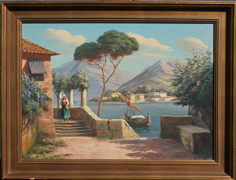 Appraisal: CAPRINO G Italian th C Bay of Naples scene OIL