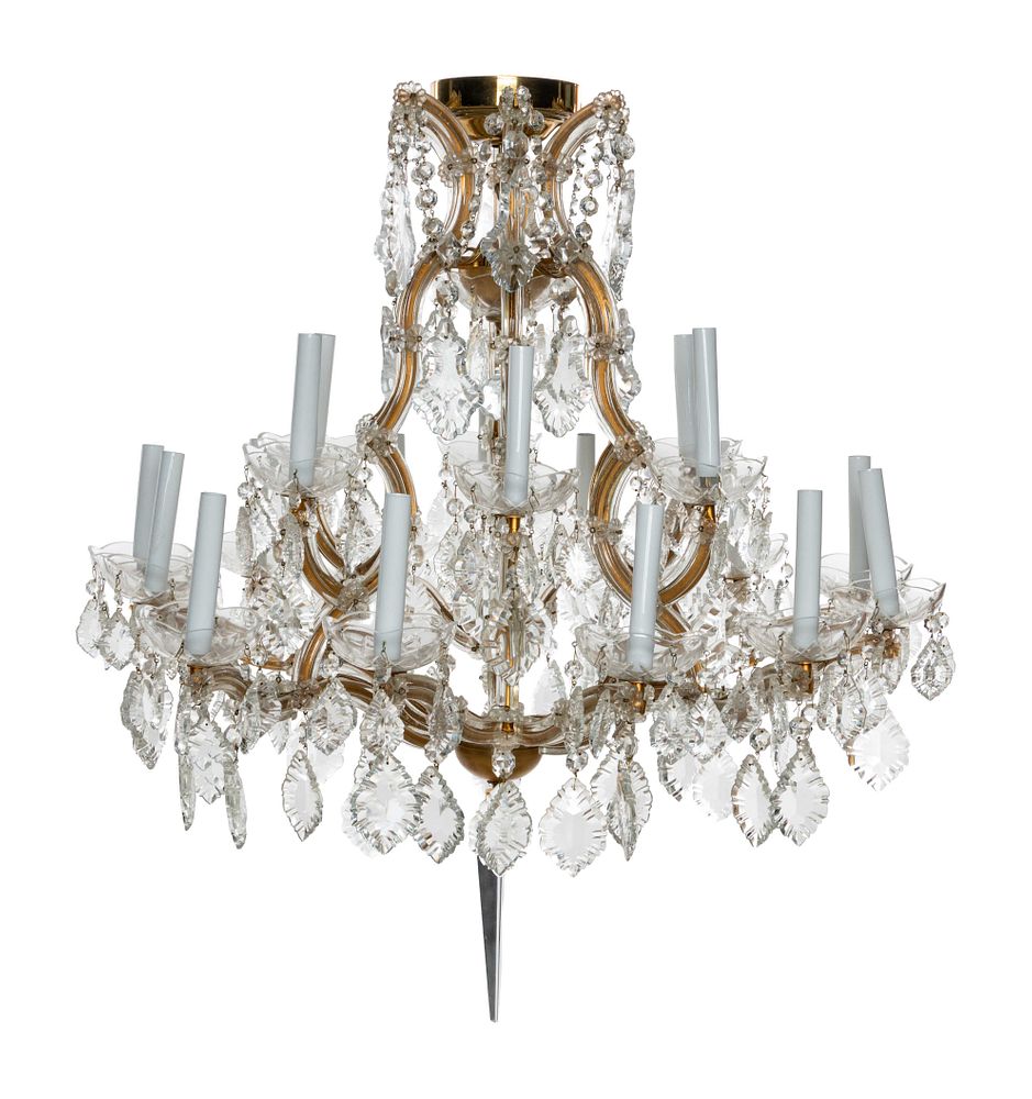 Appraisal: A Cased Glass Eight-Light Chandelier A Cased Glass Eight-Light Chandelier