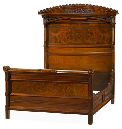 Appraisal: Aesthetic movement carved walnut bedsteadcirca