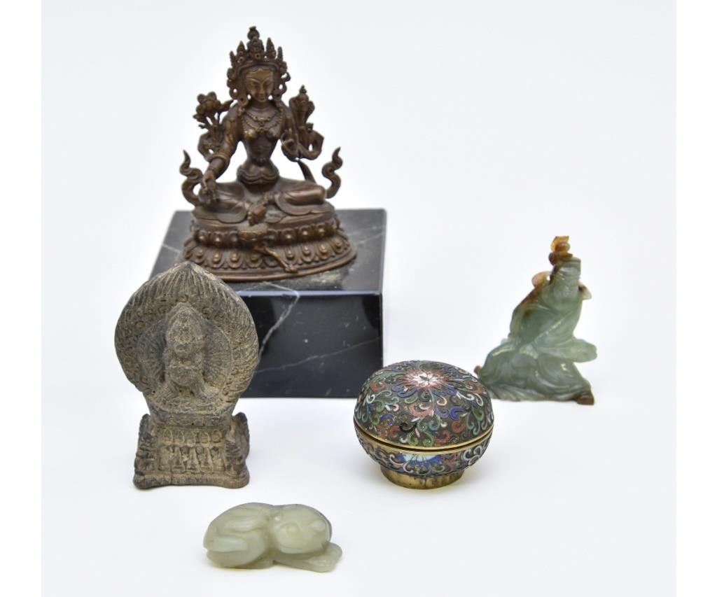 Appraisal: Five Asian pieces to include a bronze Buddha on a